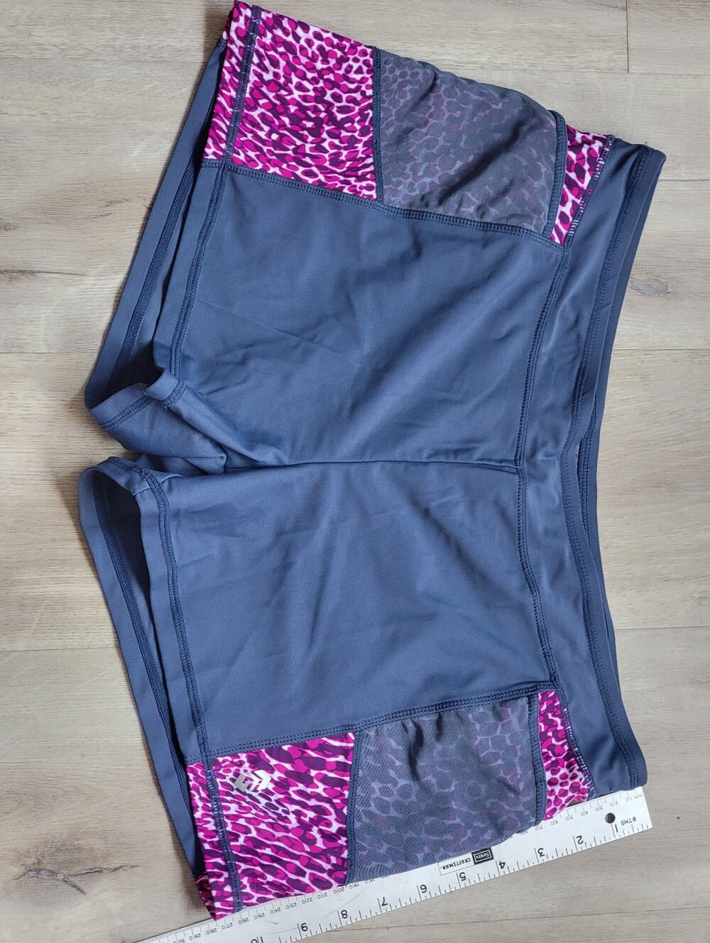 Gray FREE COUNTRY Athletic Shorts with Pink Leopard Panels